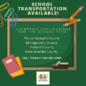 A poster with the words school transportation available.